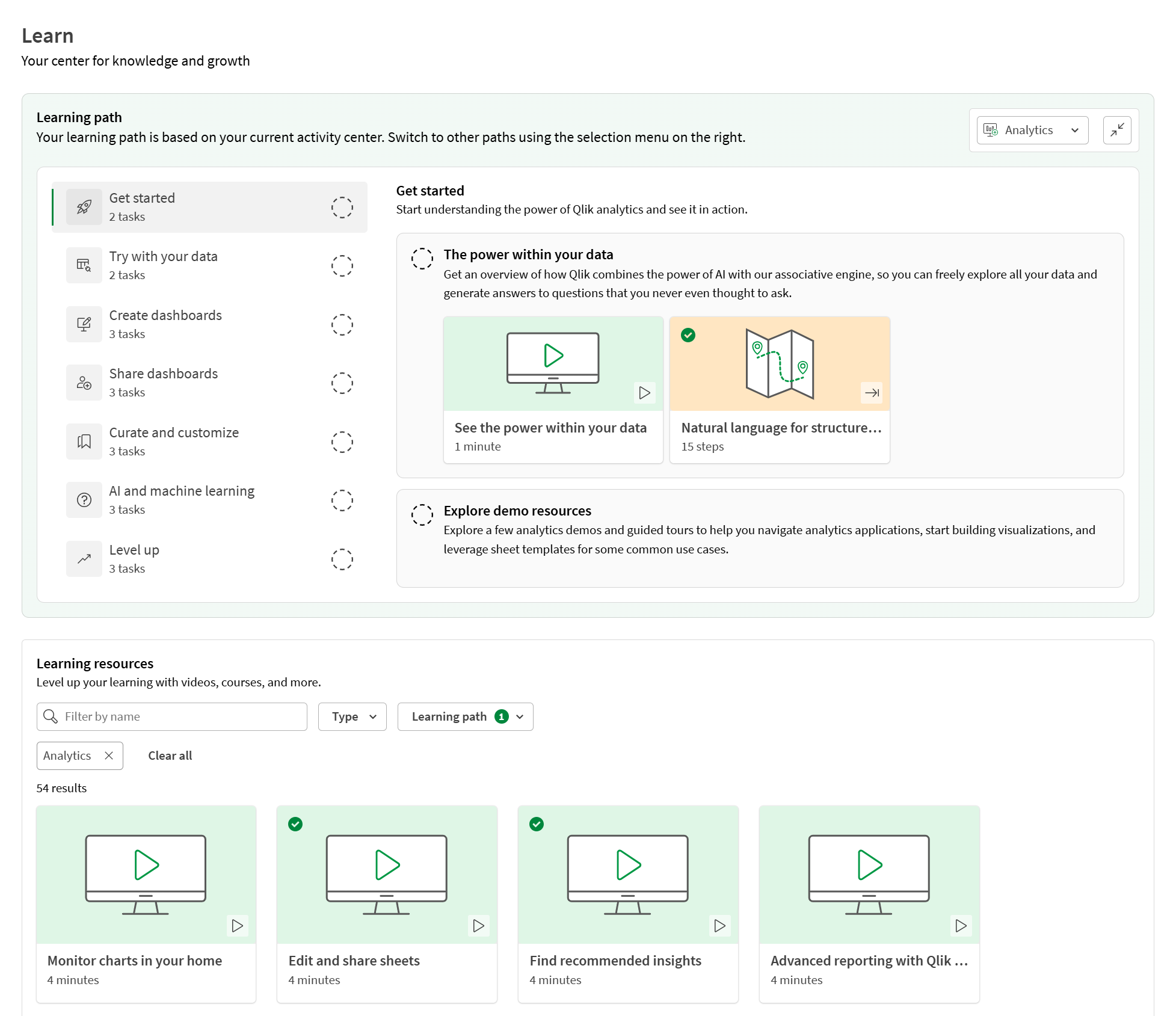 Parcours d'apprentissage analytique