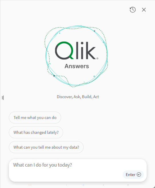 Fenêtre de chat d'assistant réduite avec trois démarrages de conversations.