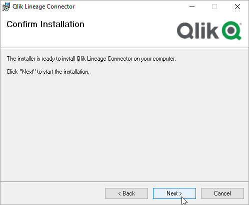 Confirmation de l'installation de Qlik Lineage Connector