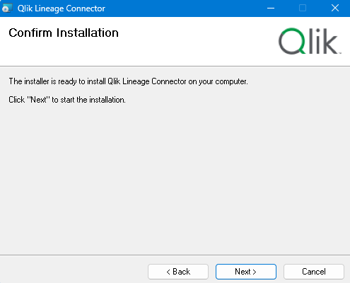 Confirmation de l'installation de Qlik Lineage Connector