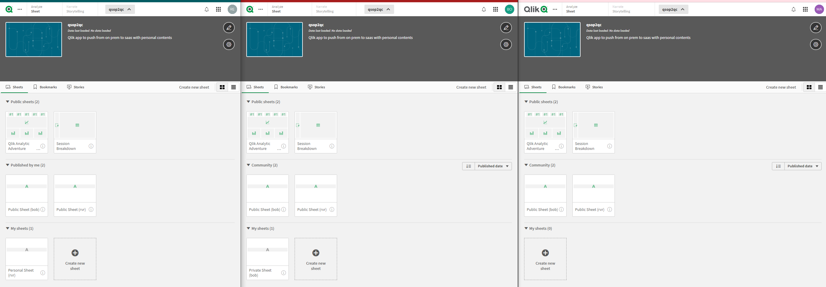 Feuilles à la disposition des utilisateurs dans l'application publiée après importation