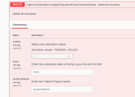 API pour supprimer toutes les exécutions.