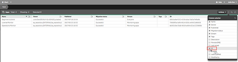 ID d'application Qlik Sense dans QMC