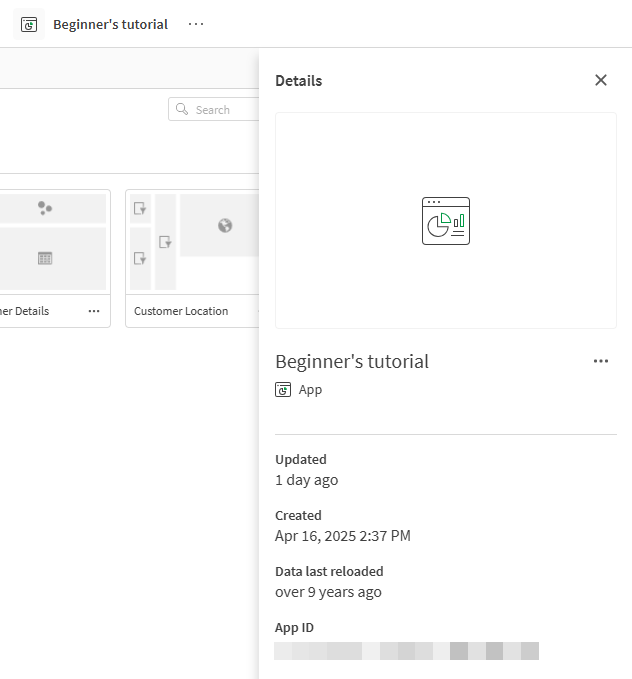 Section Détails de l'application.