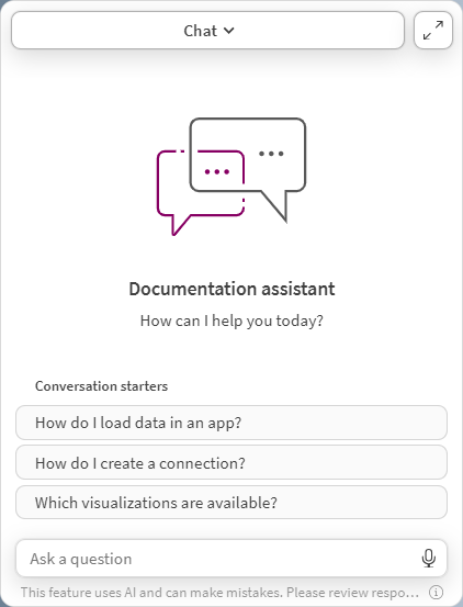 La finestra della chat dell'assistente compressa, con 3 domande di inizio conversazione.