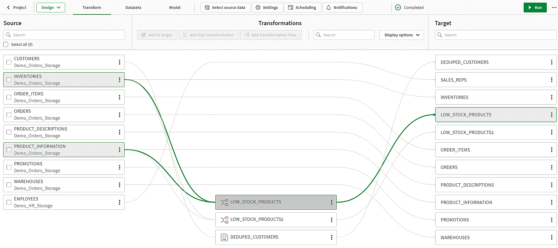 Vista Trasforma in Trasformazione