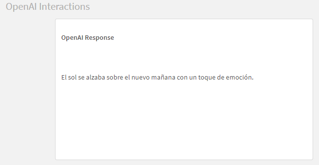 Oggetto di lavoro Qlik Sense con risposta di OpenAI.