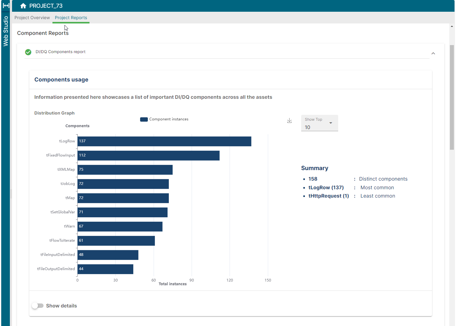 Esempio di report sui componenti