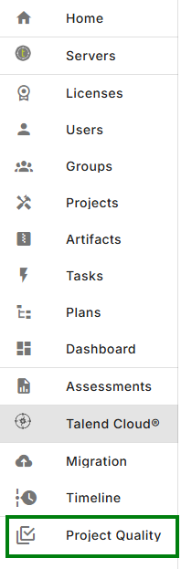 Voce di menu Qualità del progetto.