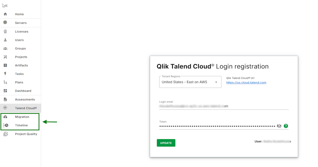 scheda di registrazione di Talend Cloud Login dopo una registrazione riuscita