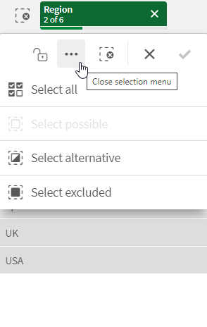 Click to view full size Selection pop-up menu.
