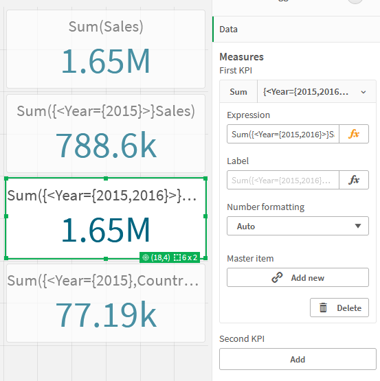 Click to view full size KPIs using set modifiers.