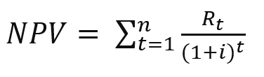 Formula per il calcolo del VAN.