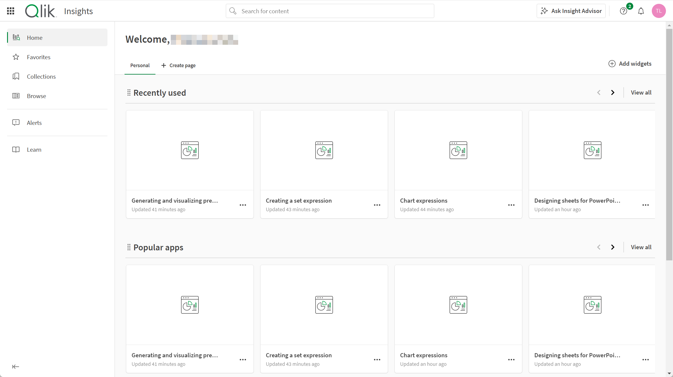 クリックしてフル サイズを表示 Insights アクティビティ センター