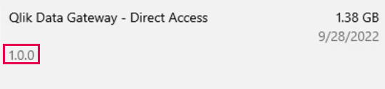 Qlik データ ゲートウェイのバージョン番号 - Direct Access