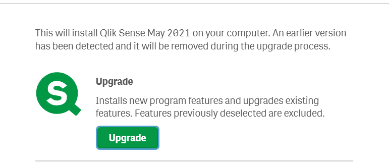 アップグレード開始ウィンドウ