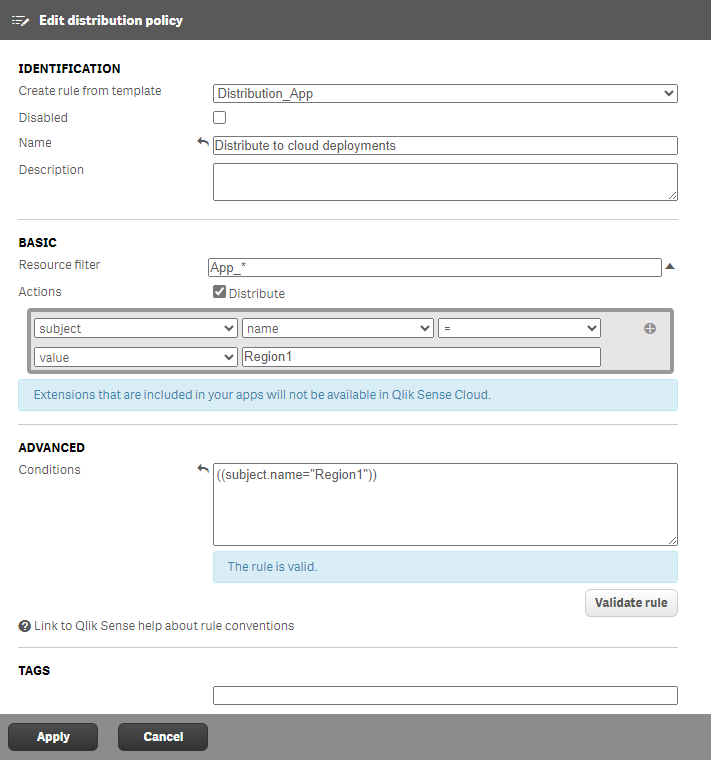 Click to view full size Configuration pane for distribution policies showing input fields.