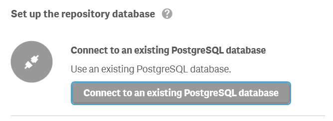 The section of the installer to connect to an existing PostgreSQL DB.