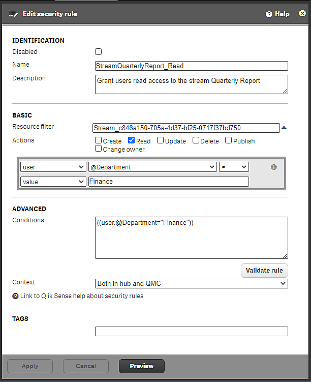 セキュリティ ロールの編集ペイン