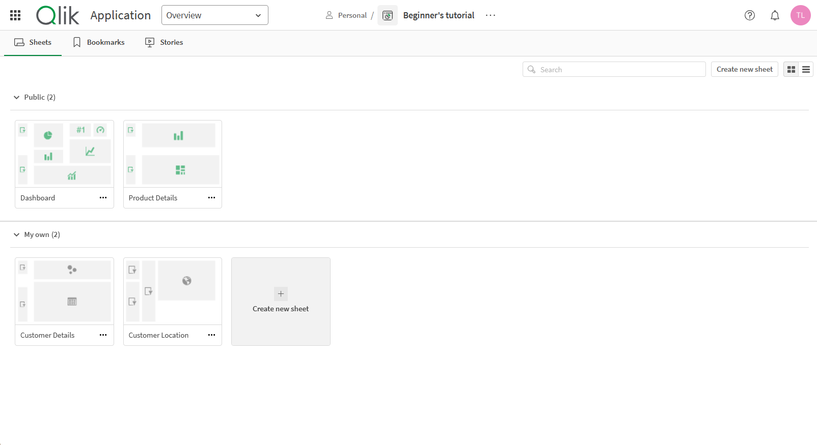 Qlik Sense クラウド UI のアプリ概要