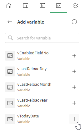 HTML レポートオブジェクトとして追加する変数を選択