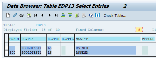 테이블 EDP13을 보여 주는 데이터 브라우저