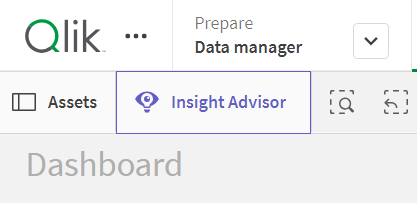 Insight Advisor를 열기 위한 Insight Advisor 버튼.