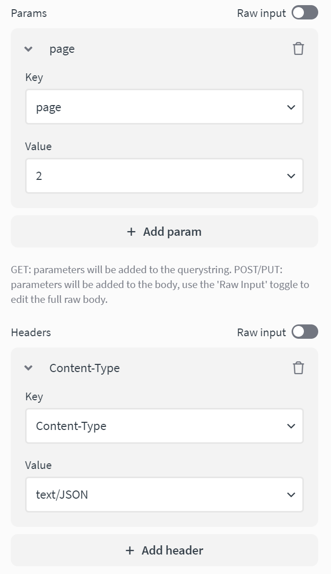 parameters for call url block