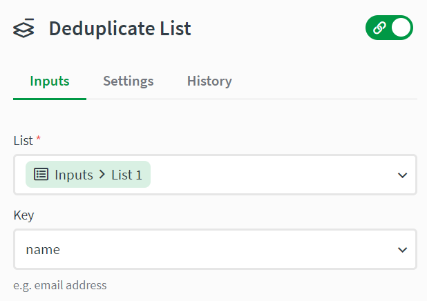 deduplicate list block inputs