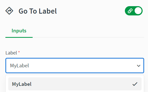 go to label block with selected label shown