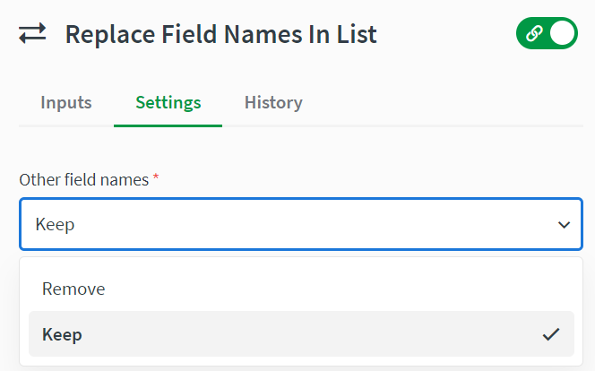 replace field names in list settings