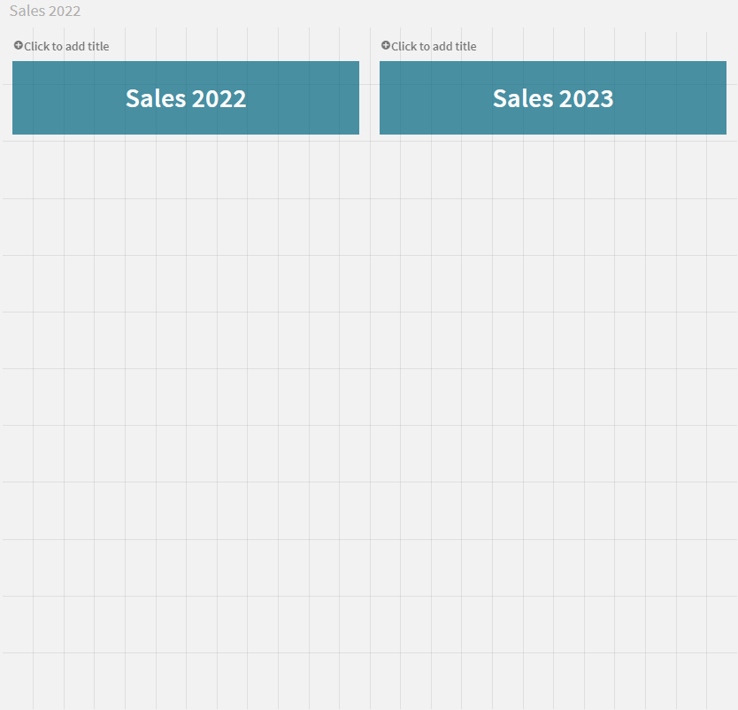 각각 'Sales 2022' 및 'Sales 2023' 레이블이 지정된 두 개의 버튼이 있는 Sales 2022 시트입니다.
