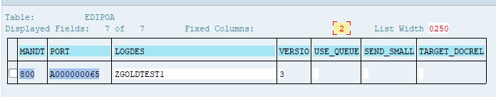 Gegevensbrowser die de tabel EDIPOA toont
