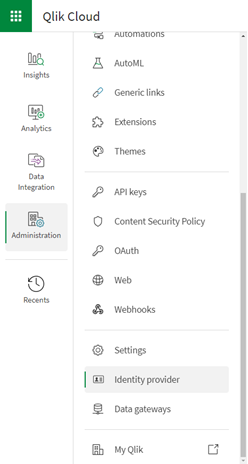 Selecteer Beheer in het navigatiemenu en selecteer Identiteitsprovider.