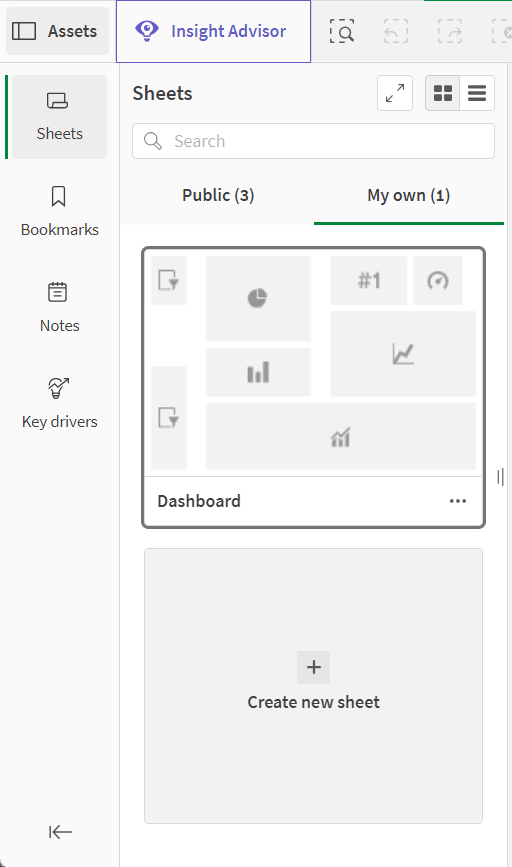 Een geopend bedrijfsmiddelenvenster toont de werkbladen in de app.