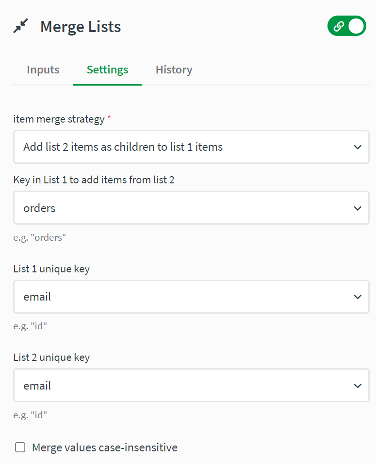 Merge settings parent child relationship