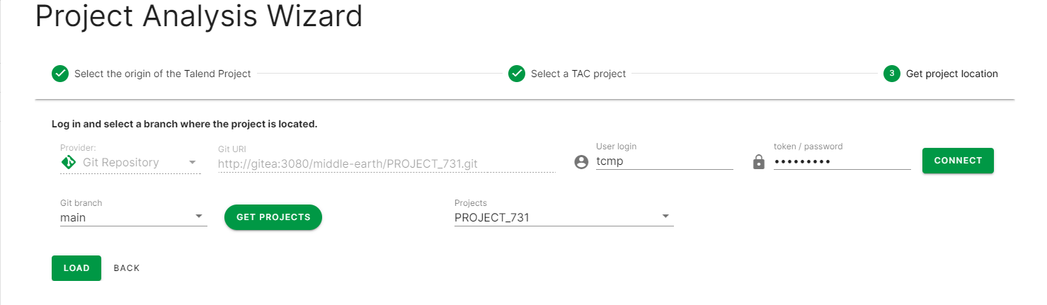 Derde stap van de Projectanalysewizard, waar u de projectlocatie krijgt