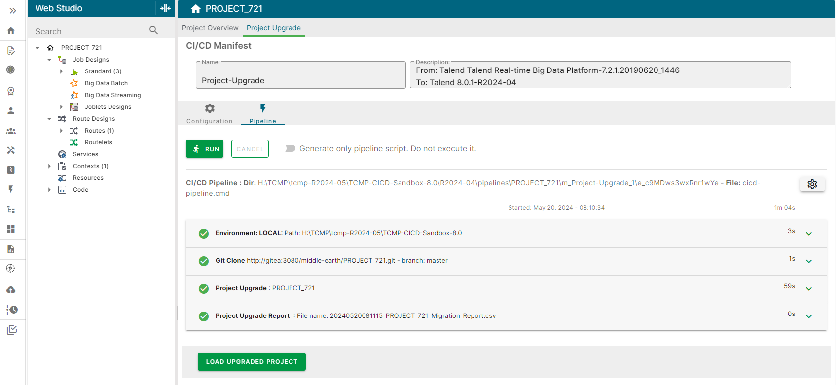 Pipeline scriptuitvoering bezig.