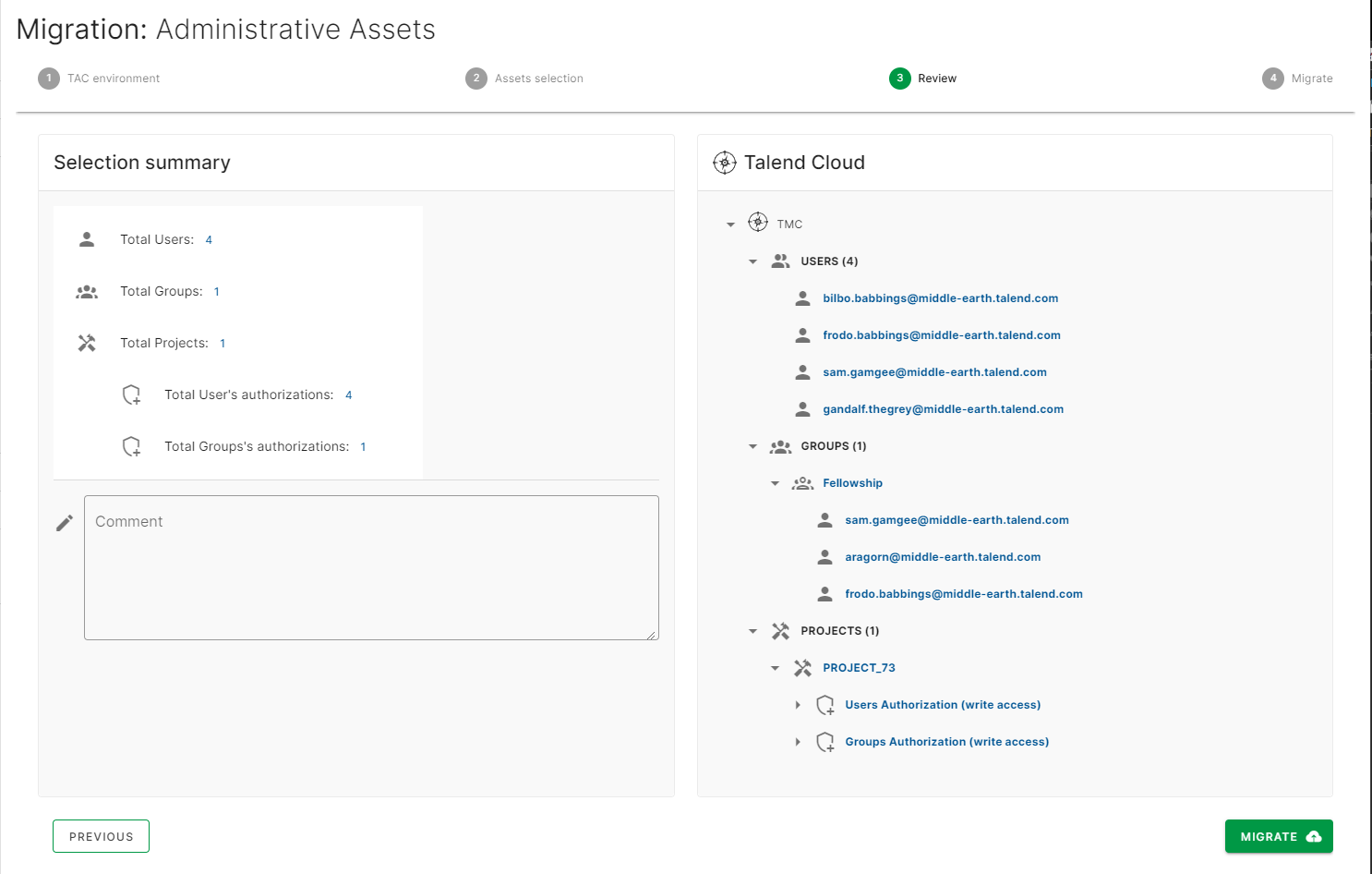 Beoordelingsstap vóór de migratie.
