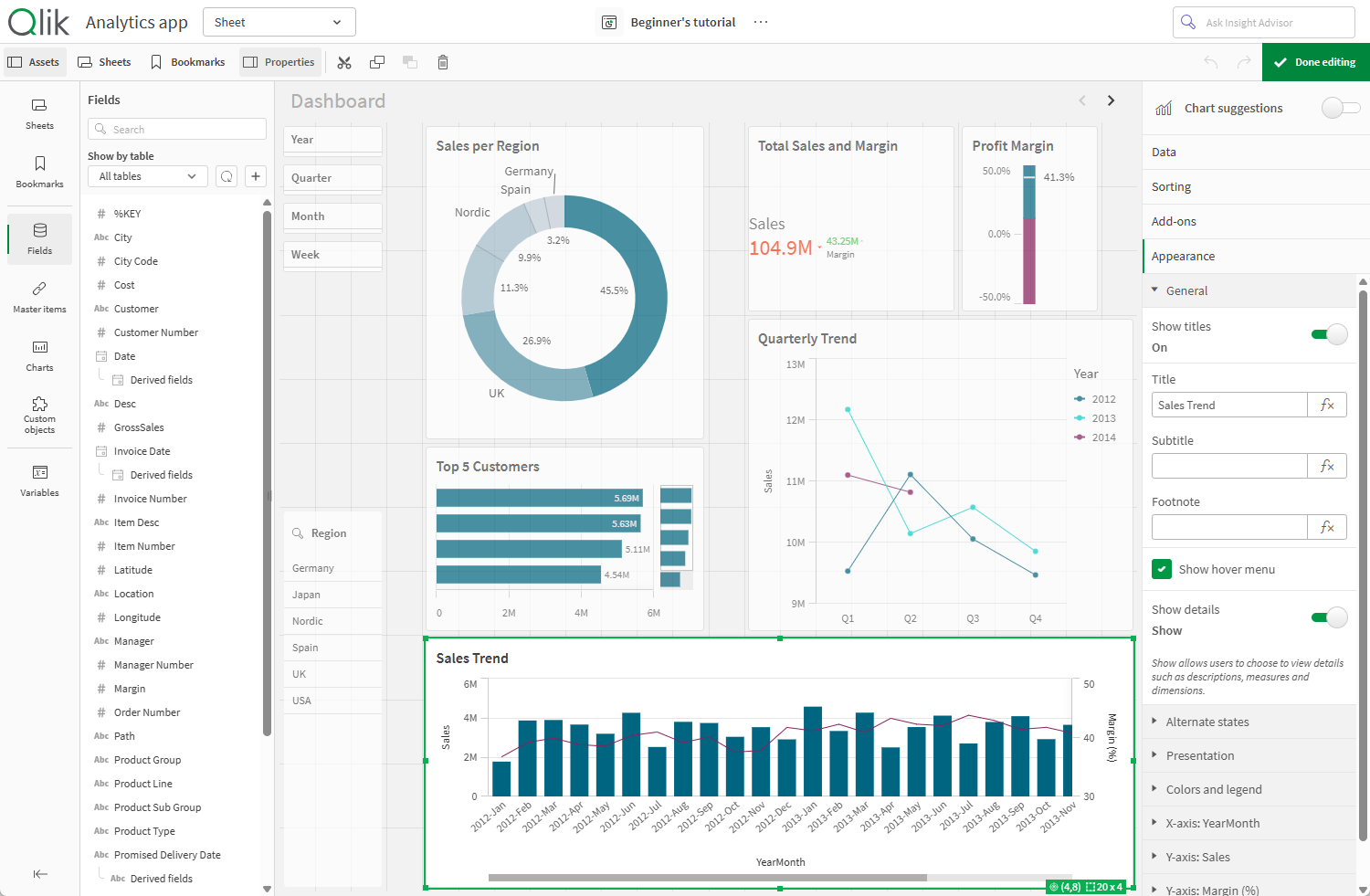 Werkbladweergave in de bewerkingsmodus.