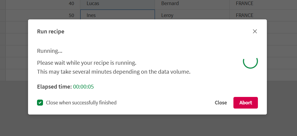 Przepis uruchamiany w celu wyprowadzenia danych