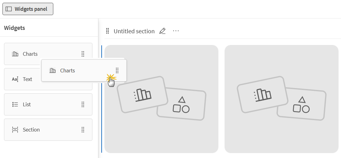 Edytor stron przedstawiający przeciągany widget