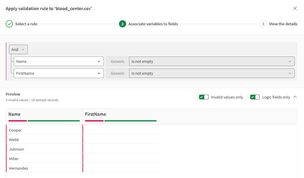 Validation rule preview