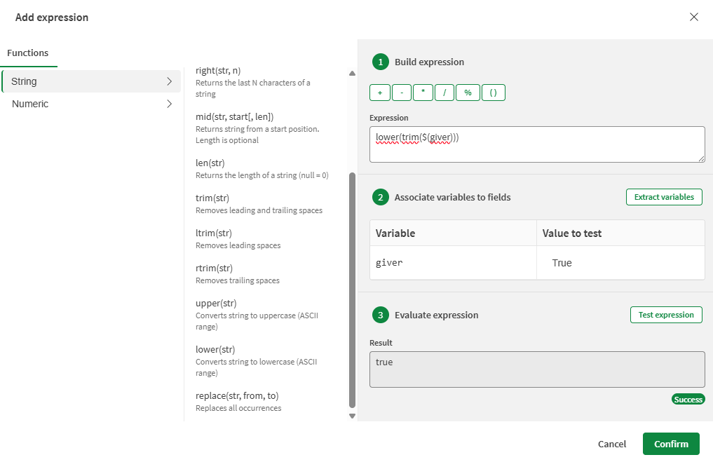Testing an expression from the Validation rules tab