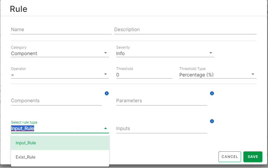 Okno tworzenia reguły.