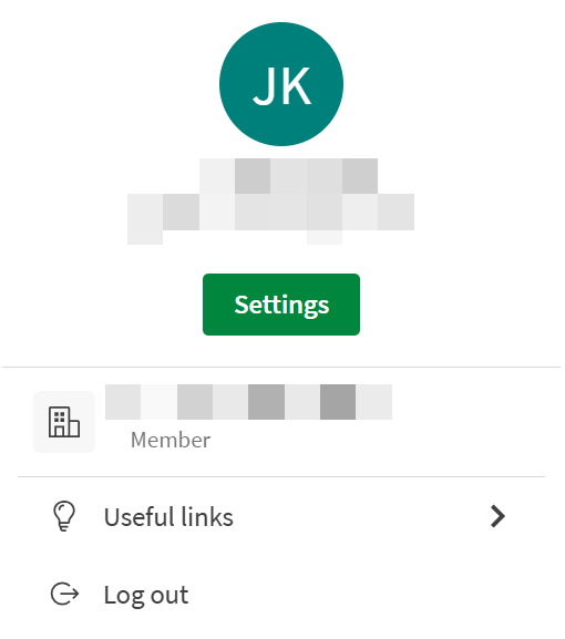 Menu de perfil do usuário
