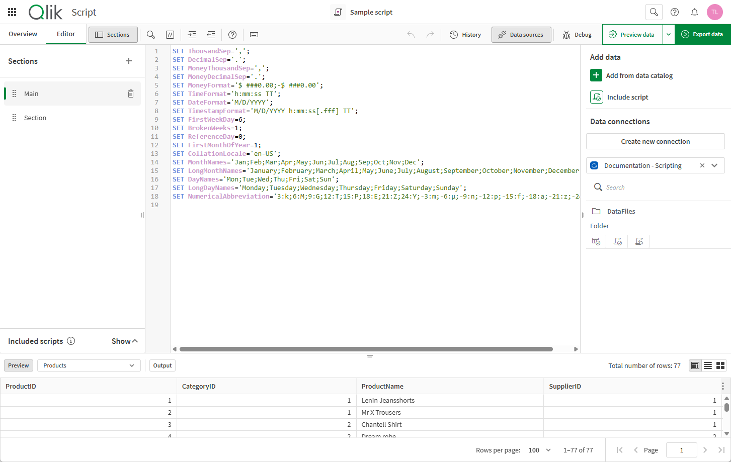 Clique para ver em tamanho grande Editor aberto no editor de script.