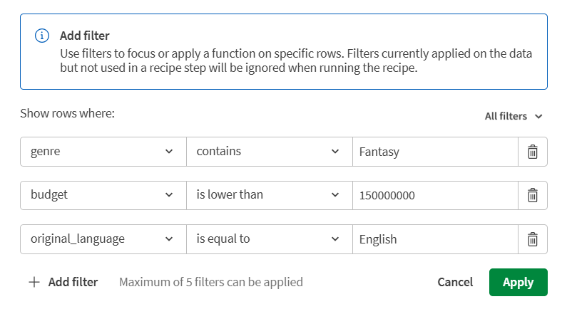 Configurando vários filtros