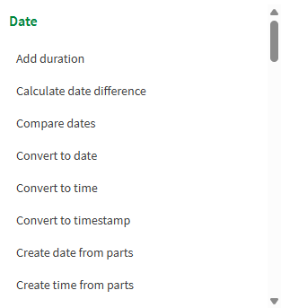 Lista de funções disponíveis