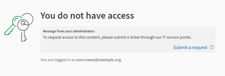 Exemplo de mensagem de solicitação de acesso personalizada.